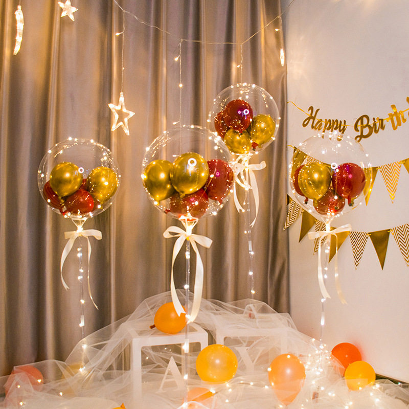波波球玫瑰花发光气球场景布置婚房生日装饰气球套装一件热
