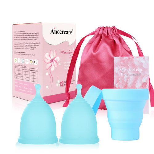现货硅胶月经杯经期代替卫生棉条姨妈杯menstrual cup 消毒折叠杯