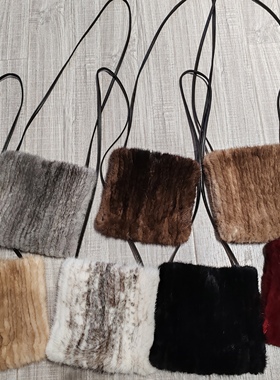 外贸出口水貂毛纯手工编制真皮真毛休闲斜挎通勤高端女包