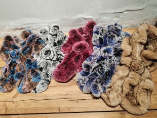 出口日本獭兔毛皮草真毛手工编织保暖围巾