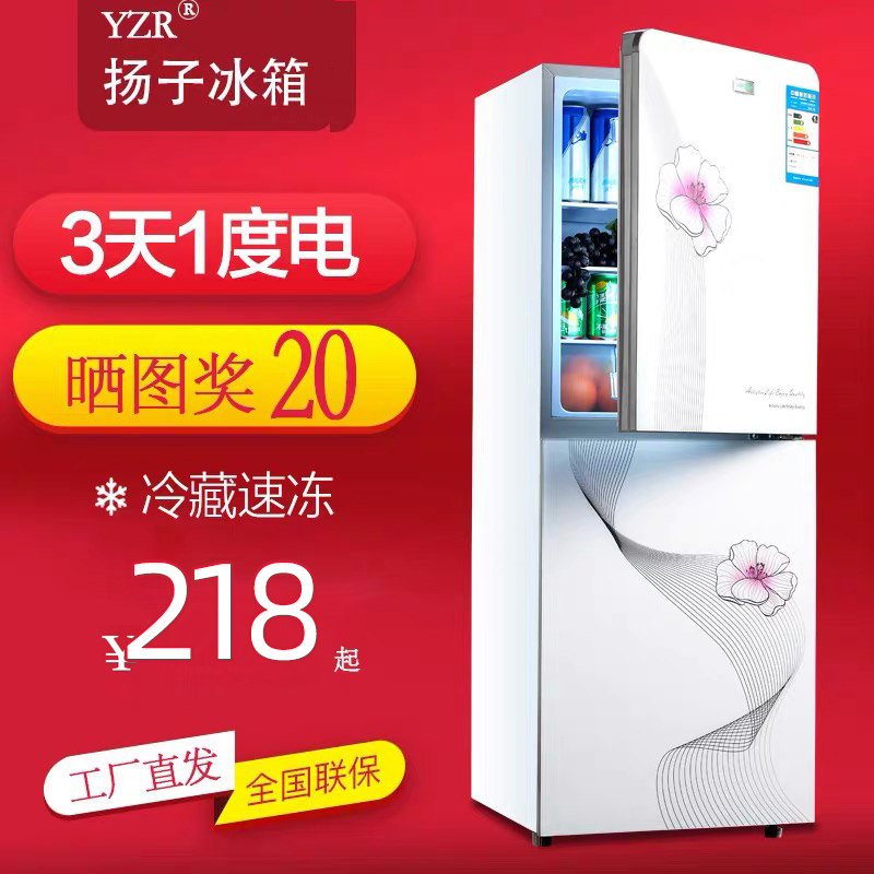 扬子一级能效小冰箱家用小型租房宿舍迷你省电办公室双开门电冰箱
