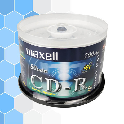 麦克赛尔maxell正品48速cd-r刻录盘700mb空白光盘50片装cd空盘