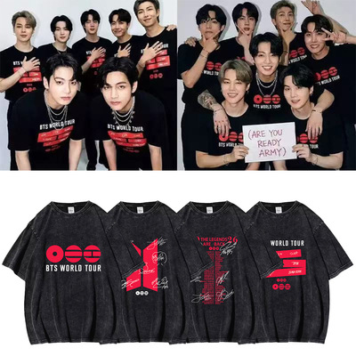 防蛋少年团正规五辑ARIRANG水洗纯棉T恤打底粉丝logo印花短袖服装