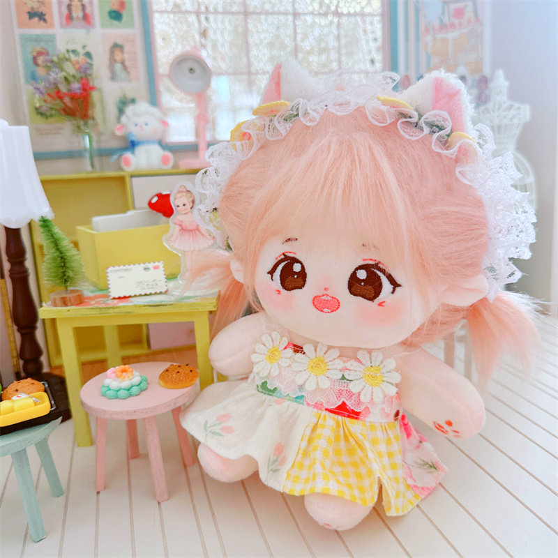 棉花娃娃20cm厘米娃衣服明星公仔正常体胖胖体唯美拼接烟花吊带裙