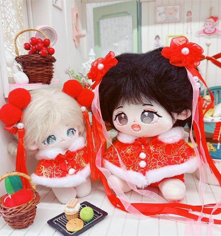 娃衣10cm15cm20cm棉花娃娃海星体正常体红色新年岁岁今朝披肩斗篷