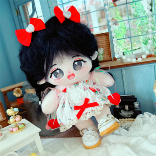 棉花娃娃20cm厘米娃衣服明星公仔正常体胖胖体漂浮光海爱心吊带裙