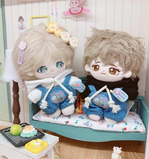 娃衣10cm棉花娃娃海星体正常体15CM牛仔熊背带裤戴帽卫衣牛仔裤子