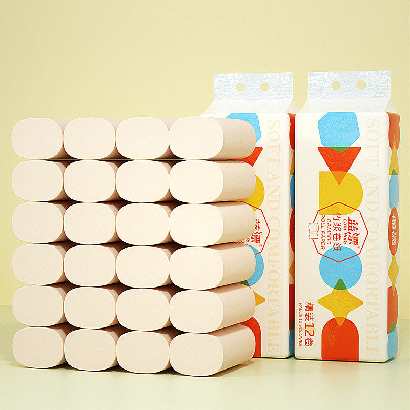 蓝漂竹浆本色卷纸卫生纸12卷厂家直销支持