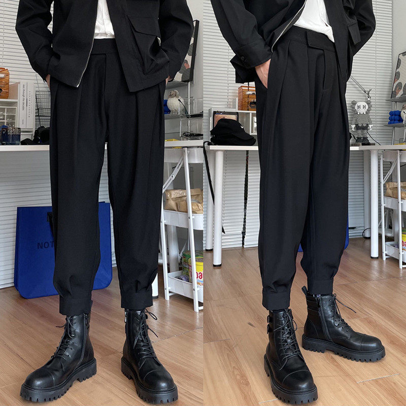 秋冬搭配马丁靴魔术贴西裤男宽松痞帅潮流束脚百搭加绒休闲哈伦裤,男装,休闲裤,淘宝优惠券,粉丝福利购,淘宝优惠卷