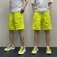 薄款 速干条纹短裤 男士 2025夏季 潮流宽松户外荧光绿运动休闲五分裤