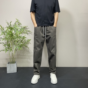 秋季 子弹力运动条纹商务裤 微阔休闲裤 简约裤 直筒修身 深咖色男士
