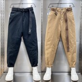 工装 裤 男士 春季 哈伦老爹九分裤 休闲纯色修身 潮流百搭小脚裤 子 男款
