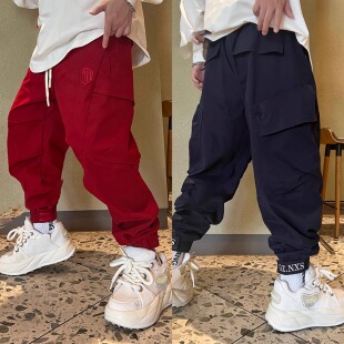 裤 网红男2026春秋款 魔术贴男立体剪裁绣花工装 潮流束脚休闲裤 时尚