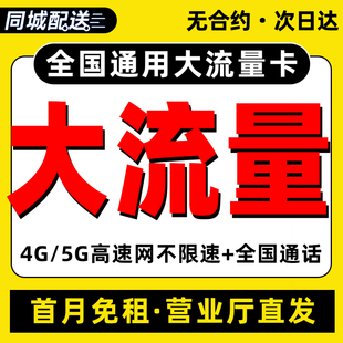 流量卡纯流量上网卡无线限大流量卡5g手机卡全国通用大王卡电话卡