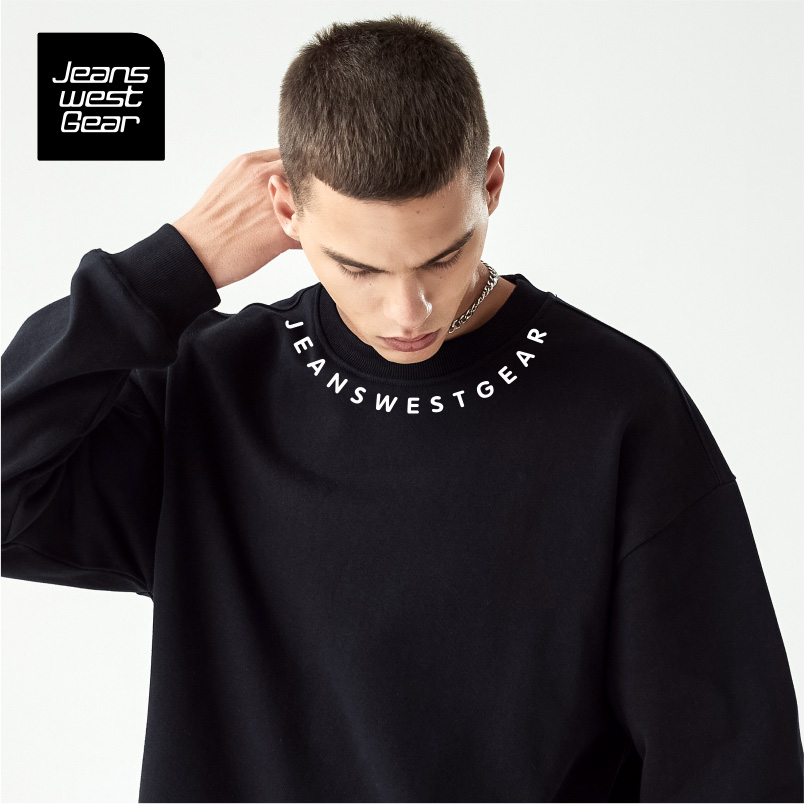 美式高街针织重磅套头圆领男女装