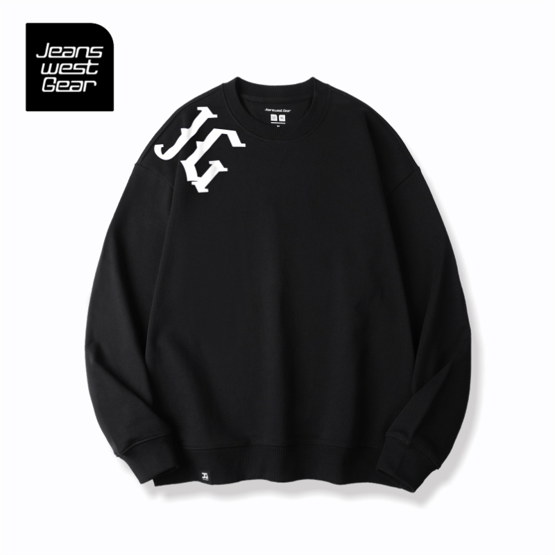 重磅400g纯棉卫衣黑色圆领男女