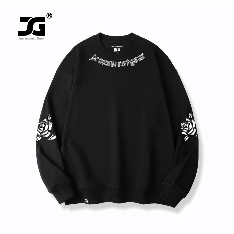 玫瑰花字母圆领卫衣男女