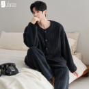 家居服套装 法兰绒睡衣男冬季 男款 保暖大码 加绒加厚珊瑚绒2025新款