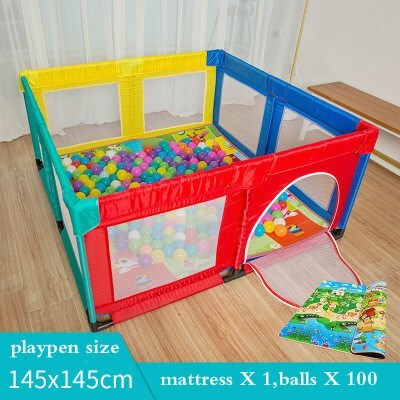 Baby Playpen Fence Foldable Alloy Steel Pipe Toddler Indoor