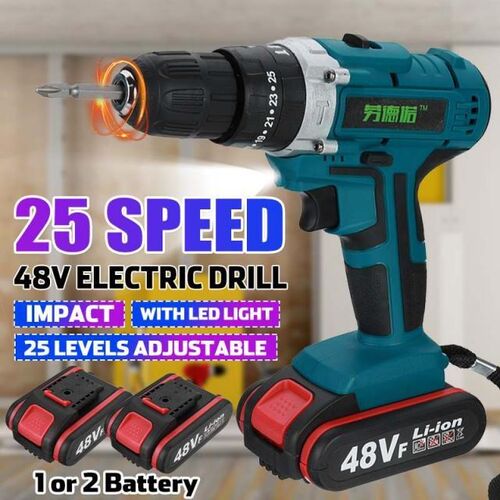 48V 25+3 Torque Dual Speed Cordless Impact Drill Electric Sc