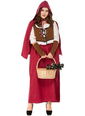 Halloween retro Little Red Ridin Hood COS suit Woman Bi Si