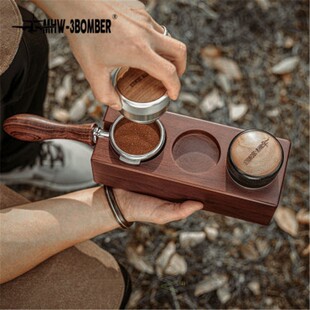 Barista Coffee Filter Tamper Holder Walnut Wood Espresso Dis