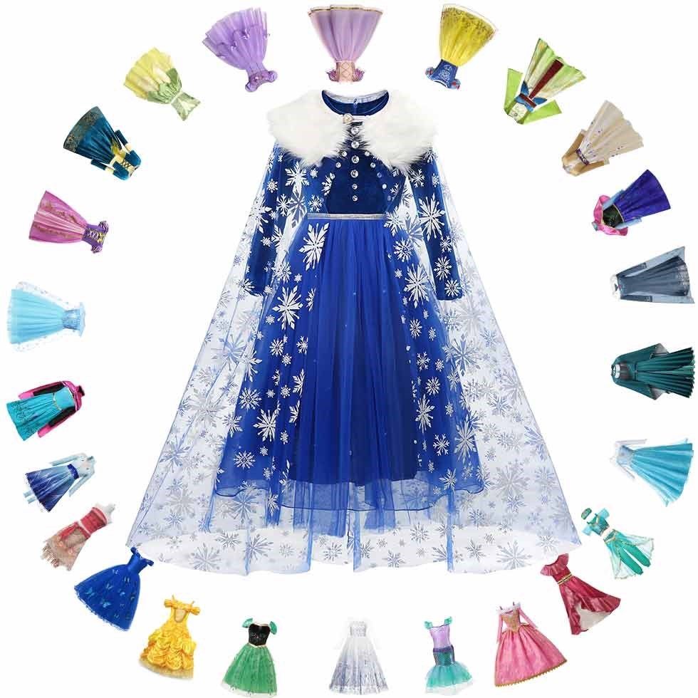 Disney Princess Elsa Winter Dress Girls Long Sleeve Frozen 2