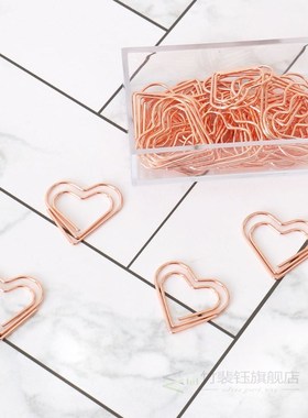 TUTU 30pcs/set heart Bookmark Metal Paper Clip Decor Rose Go