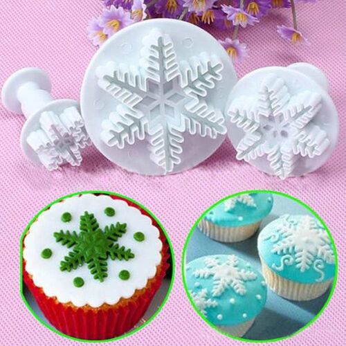 High Quality 3Pcs Snowflake Cake Decorating Fondant Plunger