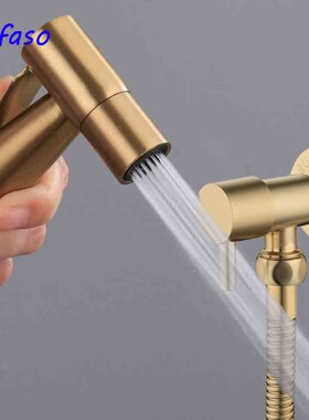 LASO Gold Toilet Hand Held Bidet Spray valve with hose and h