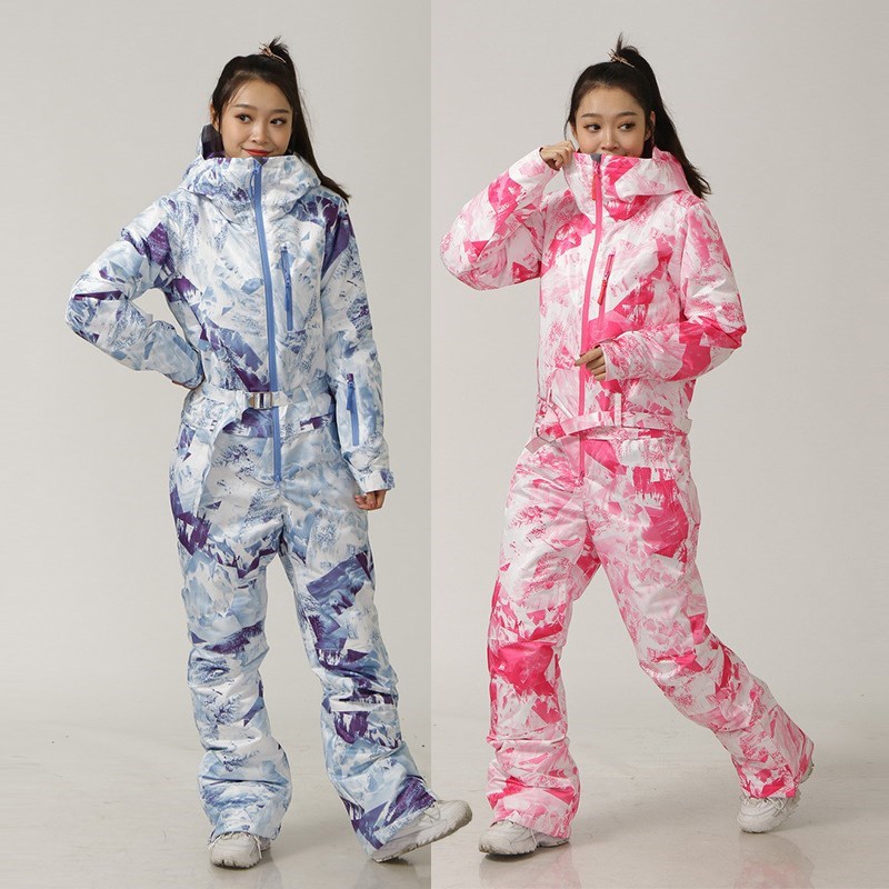 2021 Winter Ski Jumpsuit Women Hooded Waterproof Overalls Sk