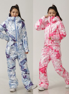 2021 Winter Ski Jumpsuit Women Hooded Waterproof Overalls Sk