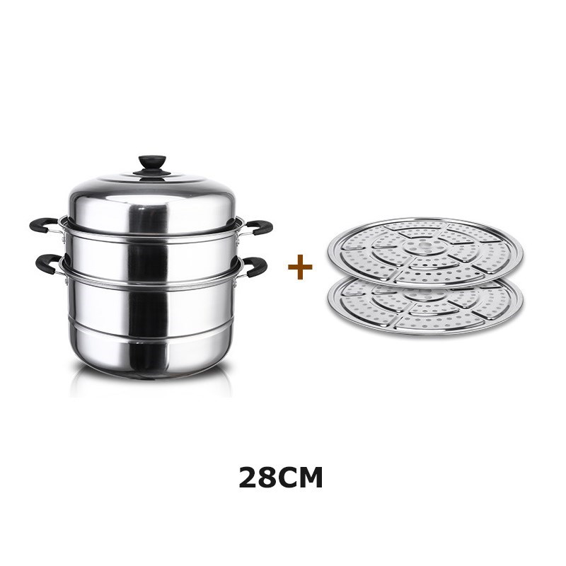 Stainless Steel 2/3 layer Thick Steamer Pot Soup Steam Pot n
