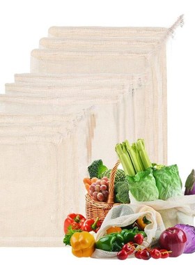Cotton Mesh Vegetable Bags Produce Bag Reusable Cotton Mesh
