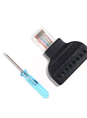 1Pc New RJ45 Ethernet Male To 8 Pin AV Terminal Screw Adapte
