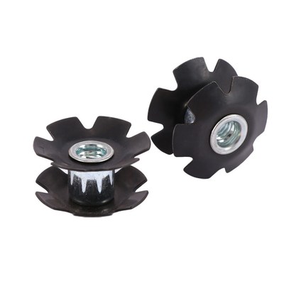 2pcs Bike Flanged Star Nut Front Fork Mount Core Black Stee