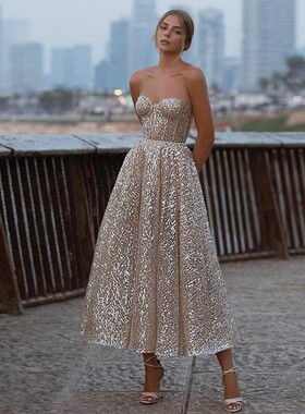 Sevintage New Glitter A Line Short Prom Dress Sweetheart Bac