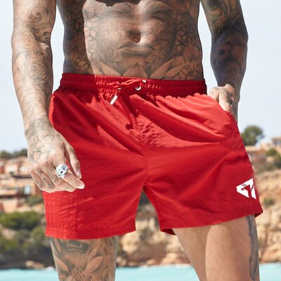 New Swimwear Men Red Swimming Trunks Mens Swimsuit Swimming