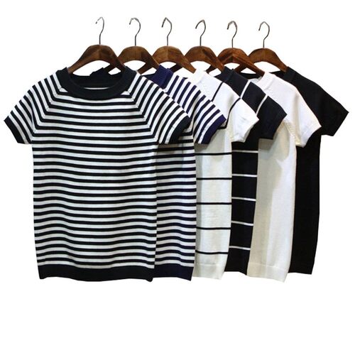 Summer Short Sleeve Striped Pullover Women Sweater Knitted 2