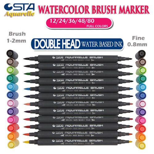 STA 80 Colors Watercolor Brush Pen Set Aquarelle Markers Do