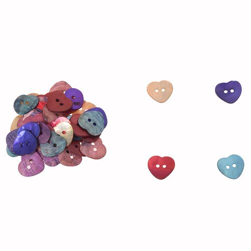 HOT SALE 50 X 15 Mm Pearl Mussels Heart Buttons TOP