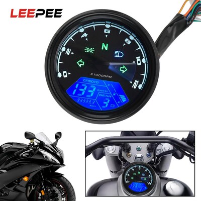 LEEPEE Anti-glare LED Digital Indicator Tachometer Fuel Mete
