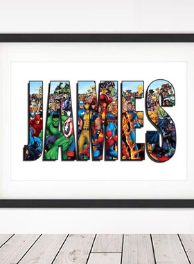 Personalised AVENGERS NAME Word Art Print MARVEL Character P