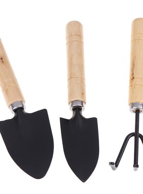 3Pcs/set Mini Wooden Handle Shovel Rake Spade Bonsai Tools S