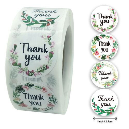 1inch 4 design flowers thank you stickers round scrapbook p