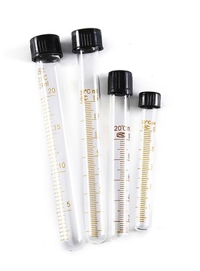 1pc 5ml/10ml/15ml/20ml Graduated Glass Test Tubes With Black