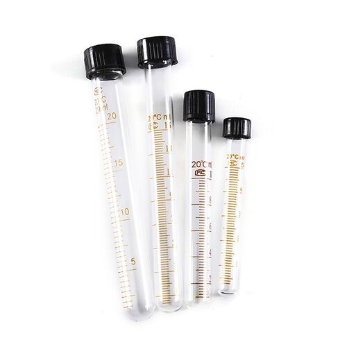 1pc 5ml/10ml/15ml/20ml Graduated Glass Test Tubes With Black