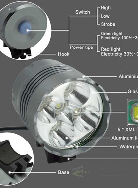 WasaFire 5* XML T6 Bike Light 7000 Lumen LED Bicycle Light H