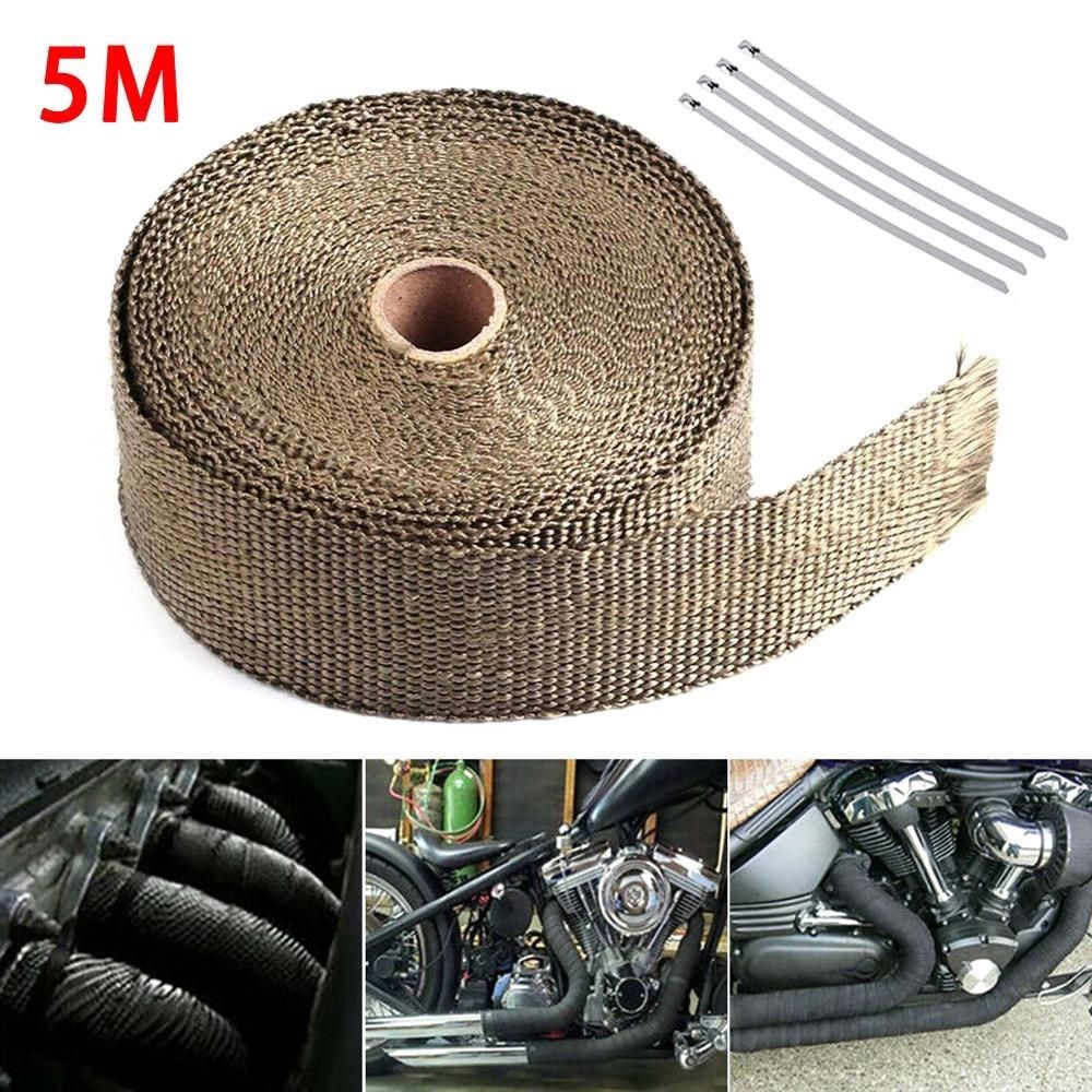 5M Heat Wrap Tape Thermal Protection+ 4 Ties Kit Exhaust Pip