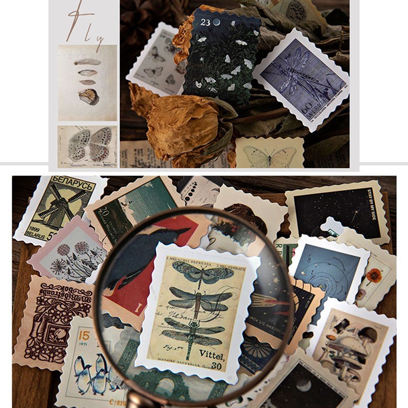 46Pcs/pack 6 Designs Vintage Retro Stamp Museum Creative St